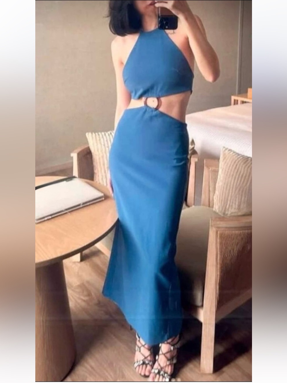 New ZARA Cut Out Halter Dress